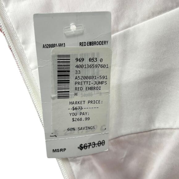 NWT ALEXIS Women's JUMPSUIT Spaghetti Strap EMBROIDERED White Red Size MEDIUM - Picture 9 of 9